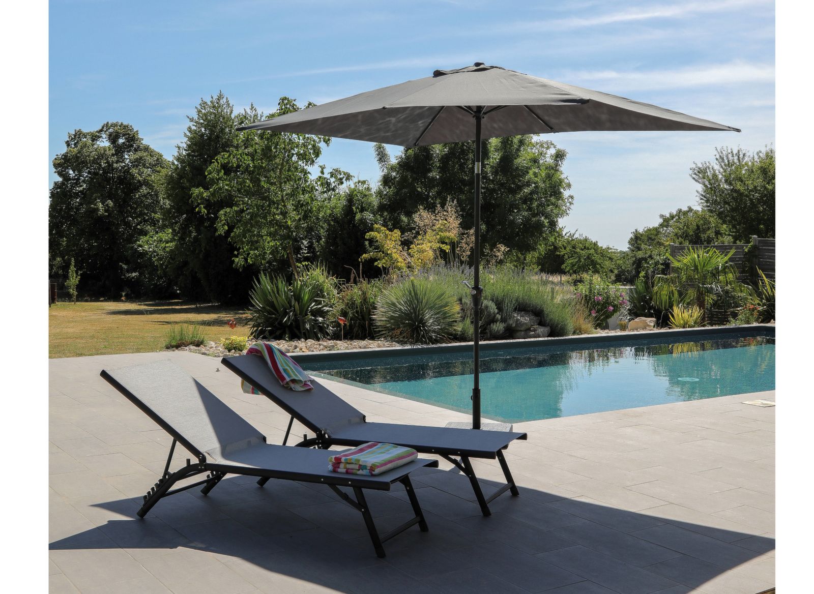 Parasol droit 3 x 2 m Manivelle