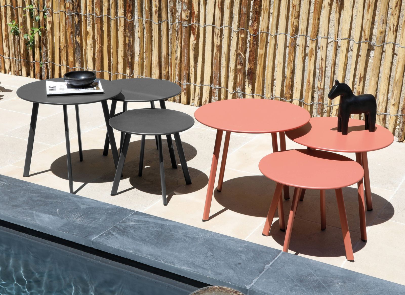 Lot de 3 tables basses Massaï