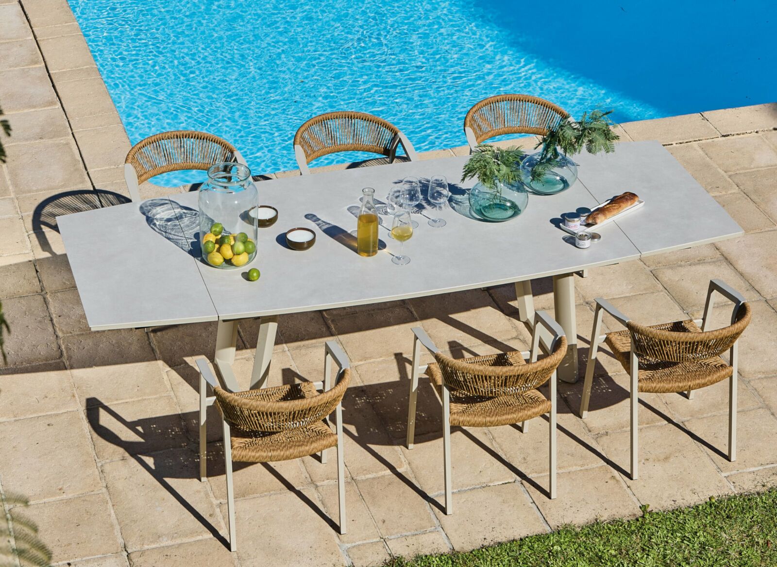 Table Manta 180/230/280 cm, plateau céramique