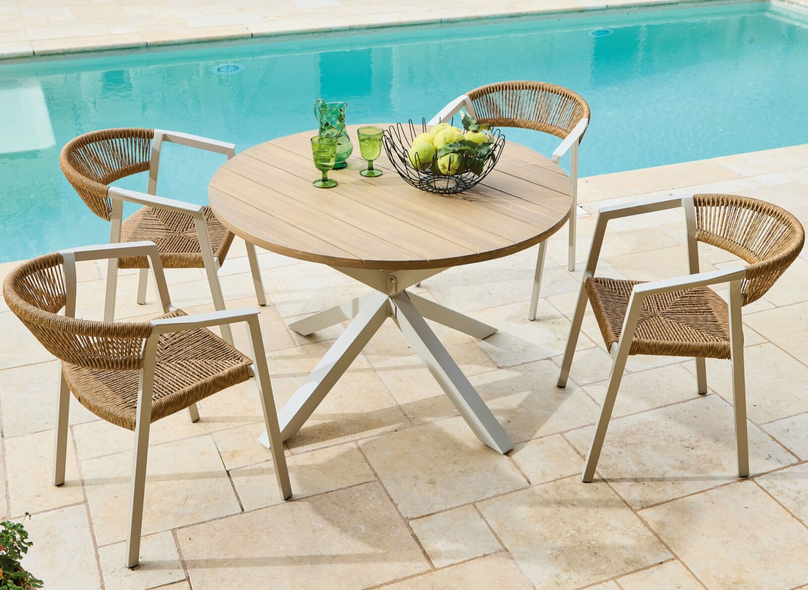 Table Oriane ø 112 cm, plateau acacia FSC®