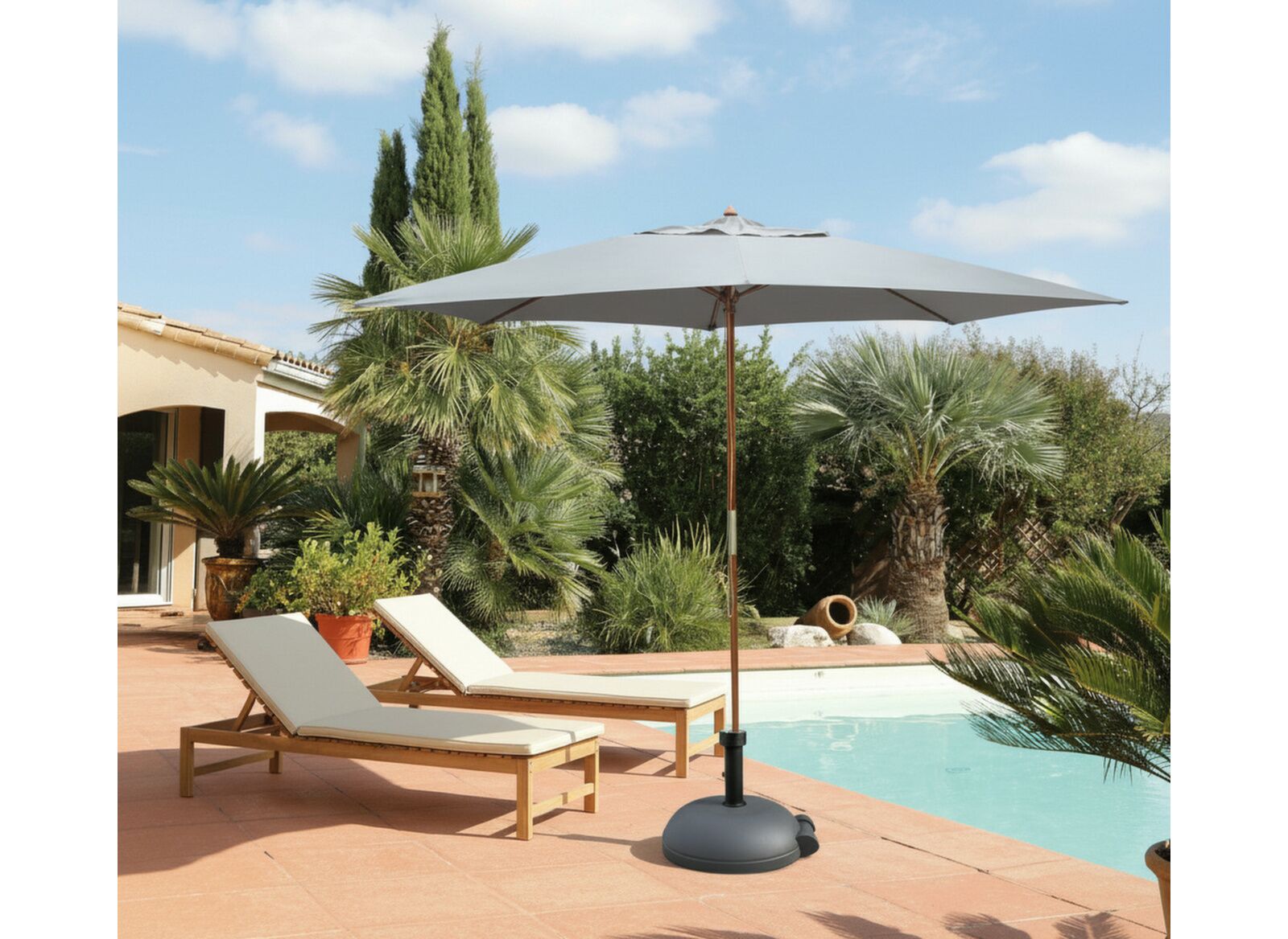 Parasol droit bois 3 x 2 m