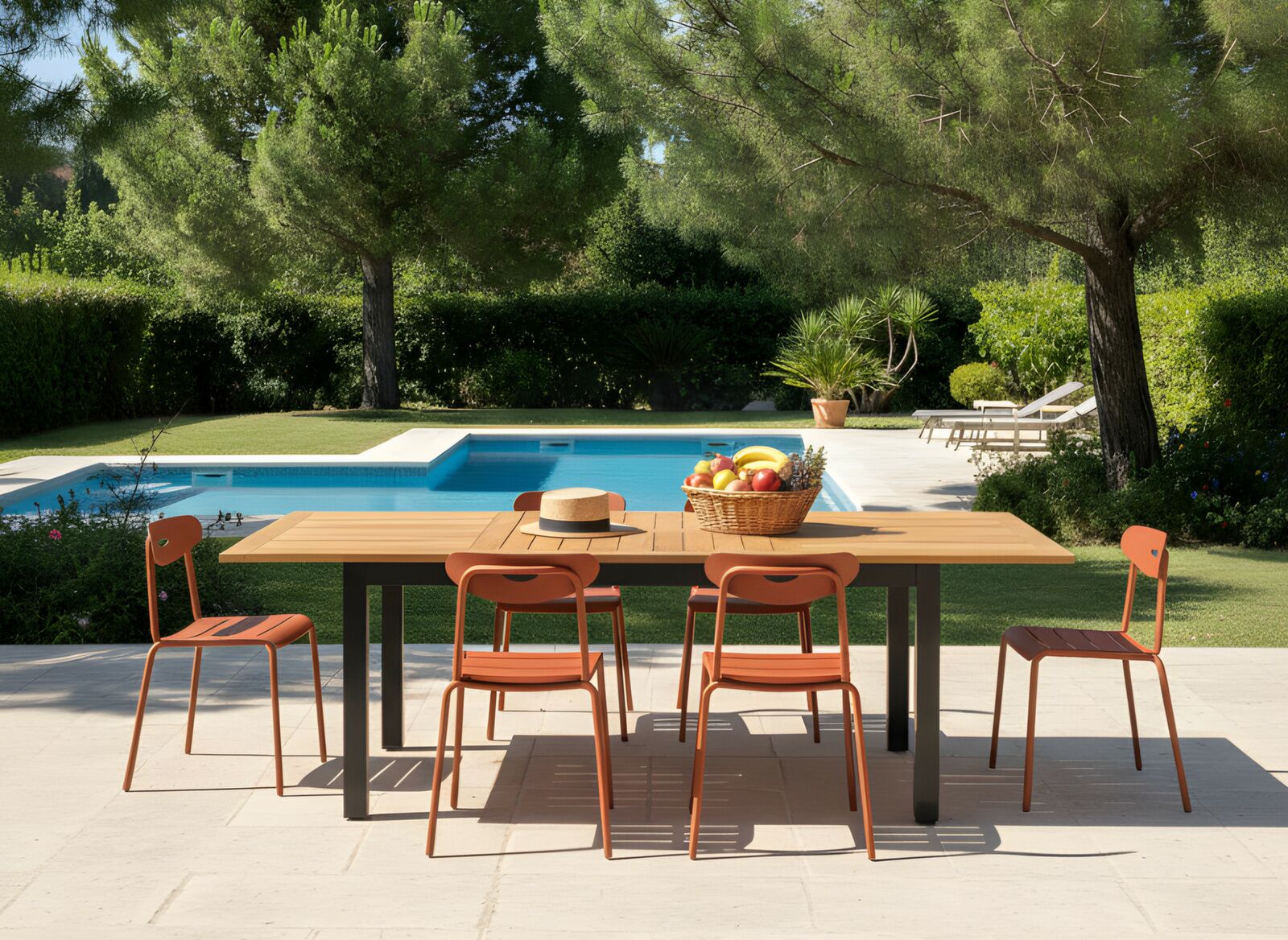 Table Madagascar 180/260 cm, plateau teck FSC®