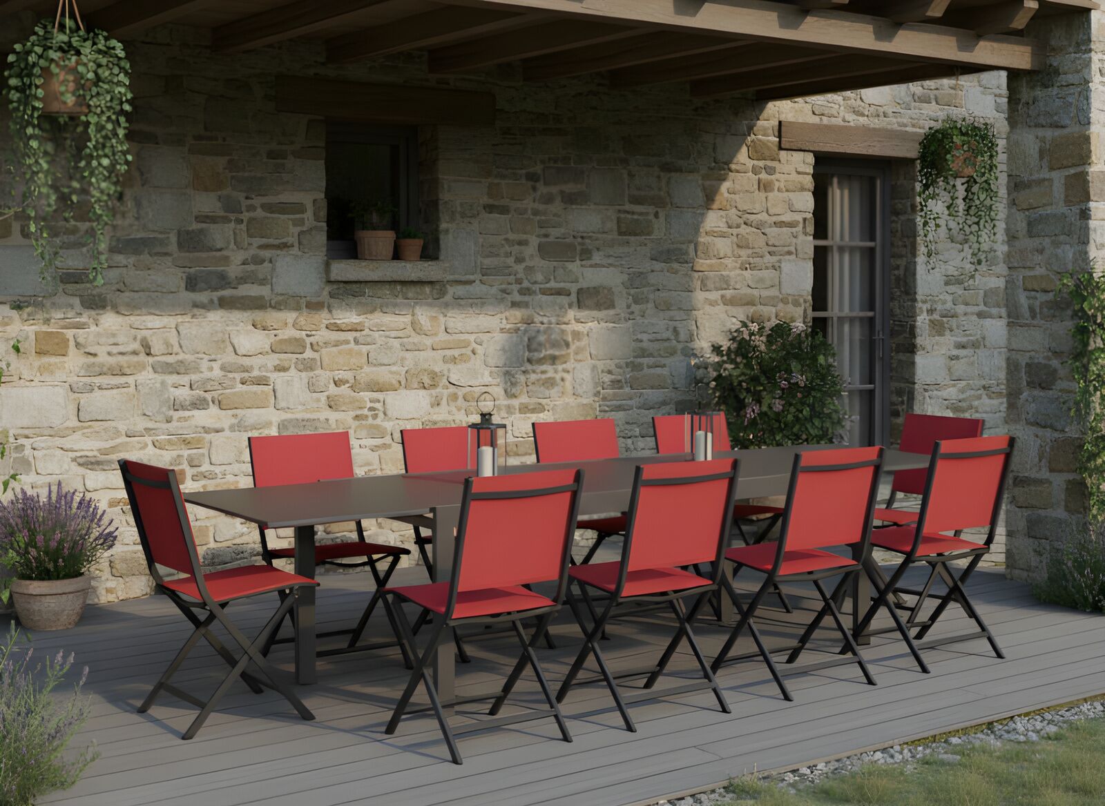 Table Eloïse 200/300 cm, plateau verre