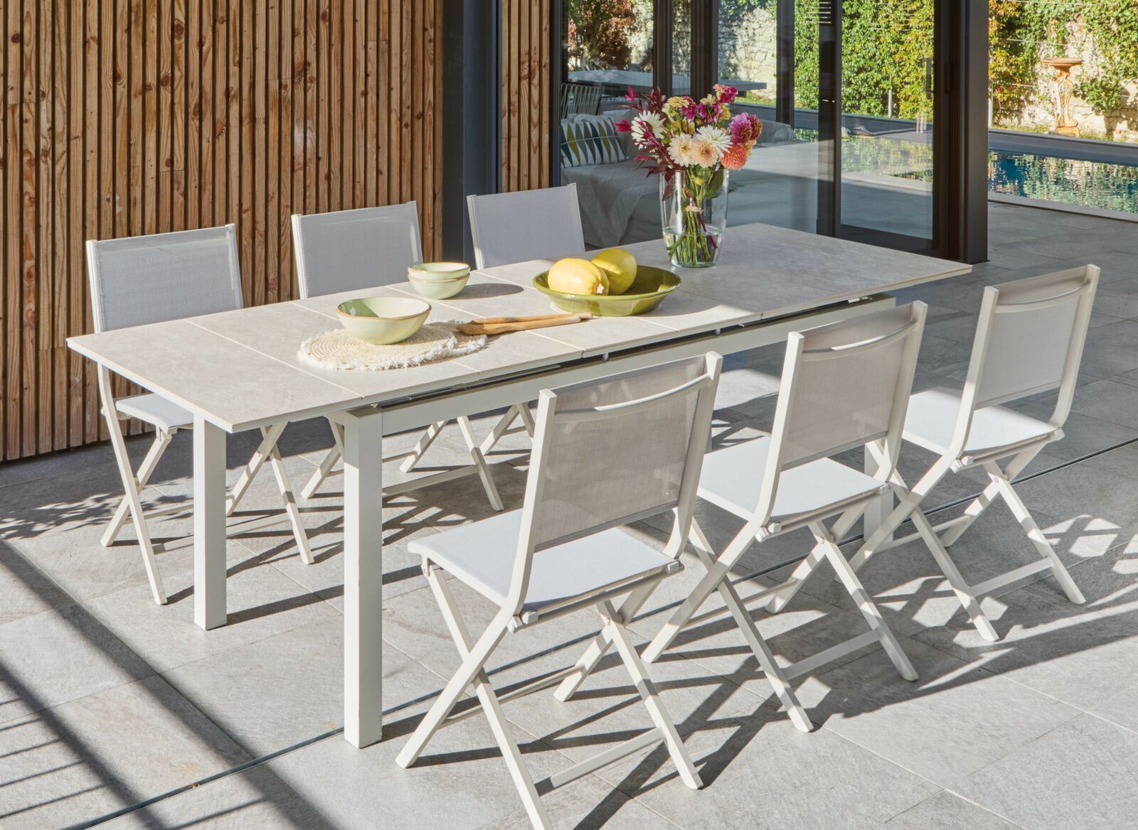 Table Hivaoa 180/240, plateau à lames céramique