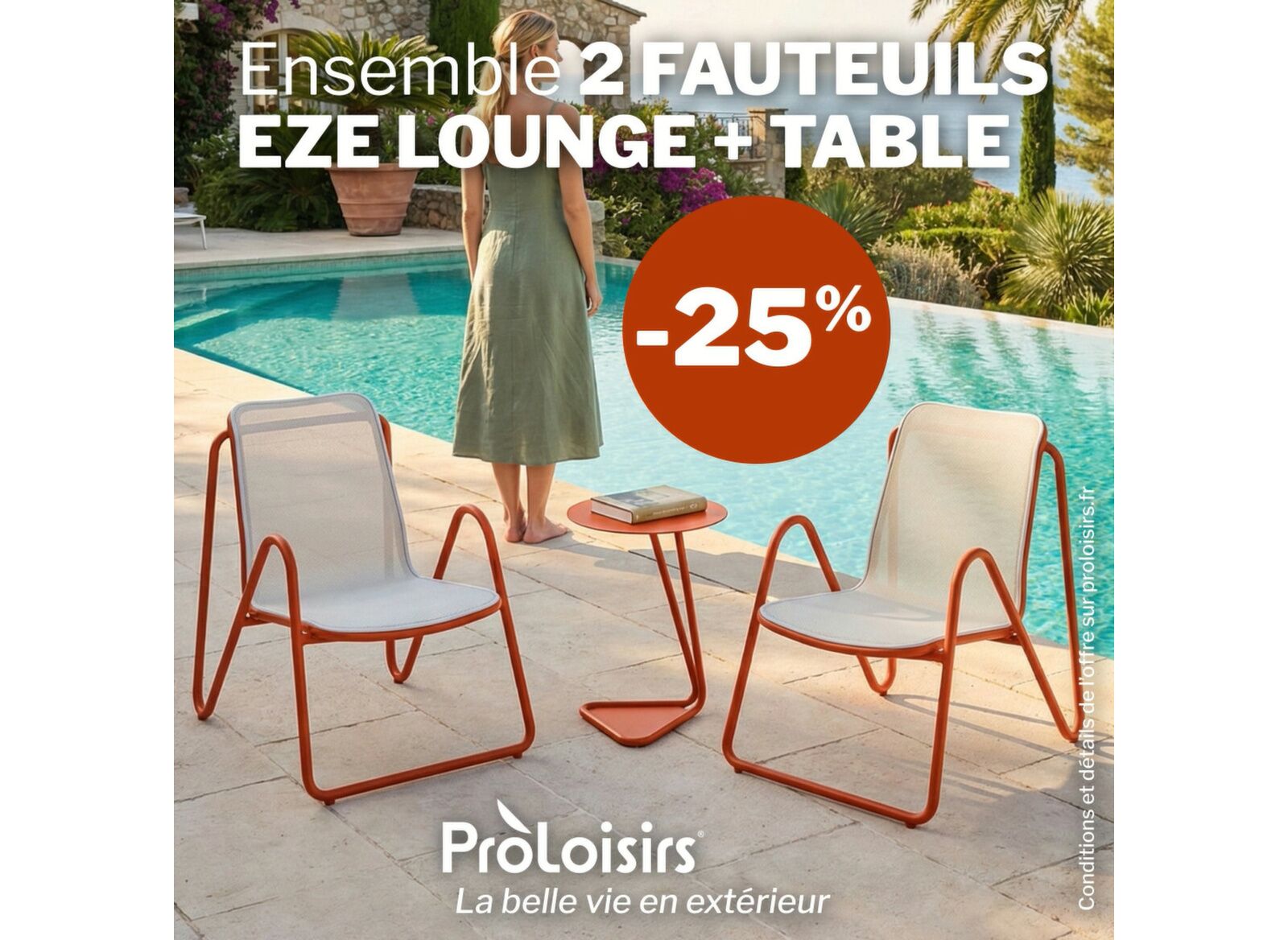 Ensemble 2 fauteuils lounge EZE + 1 table EZE