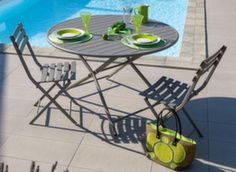 Chaise pliante acier à lattes - Proloisirs
