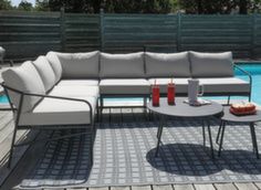 Ensemble canapé d'angle et tapis extérieur - Proloisirs