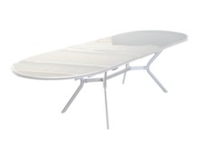 Table ovalisée allonge centrale plateau verre - Proloisirs