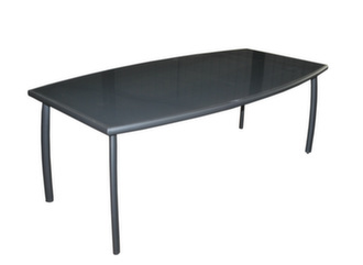 Table rectangle fixe plateau verre forme tonneau - Proloisirs