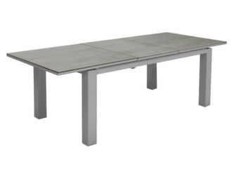 Table rectangle avec allonge centrale papillon aluminium et plateau trespa - Proloisirs