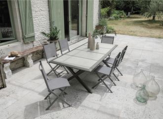 Table ceram fixe piétement en croix - Proloisirs