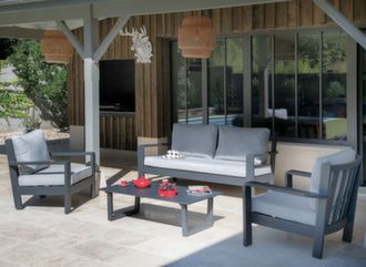 ensemble de jardin tissu et aluminium