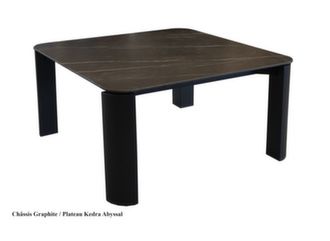 Table basse carrée design plateau céramique Kedra aux bords arrondis - Océo
