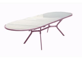 Table ovale extensible plateau verre - Proloisirs