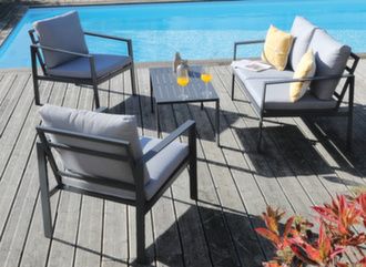 Ensemble de jardin aluminium et coussins déhoussables - Alizé