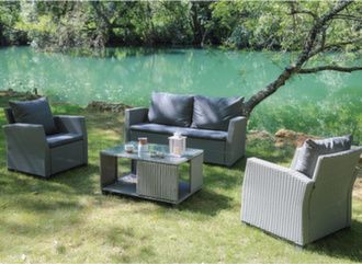 Salon d'extérieur en r&sine tressée coussins inclus - Alizé