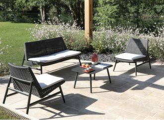Set détente résine tressée épaisse pour balcon patio - Océo