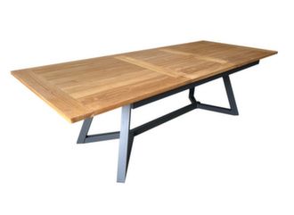Table de jardin extensible Agira 180/240 cm, plateau teck FSC® - Proloisirs