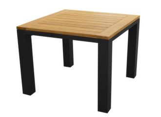 Table de jardin Torino 100x100 cm, plateau teck FSC® - Proloisirs