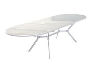 Table ovalisée allonge centrale plateau verre - Proloisirs