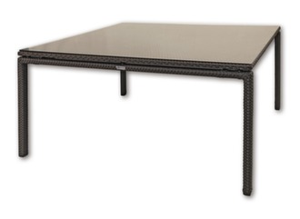 Table rectangle fixe résine tressée et plateau verre - Proloisirs