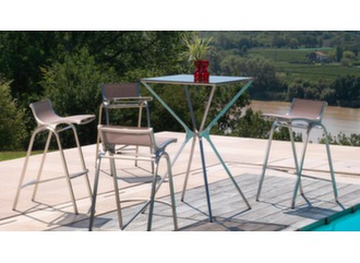 Chaise haute design inox et toile tendue - Proloisirs