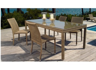Table rectangle fixe résine et plateau verre - Proloisirs